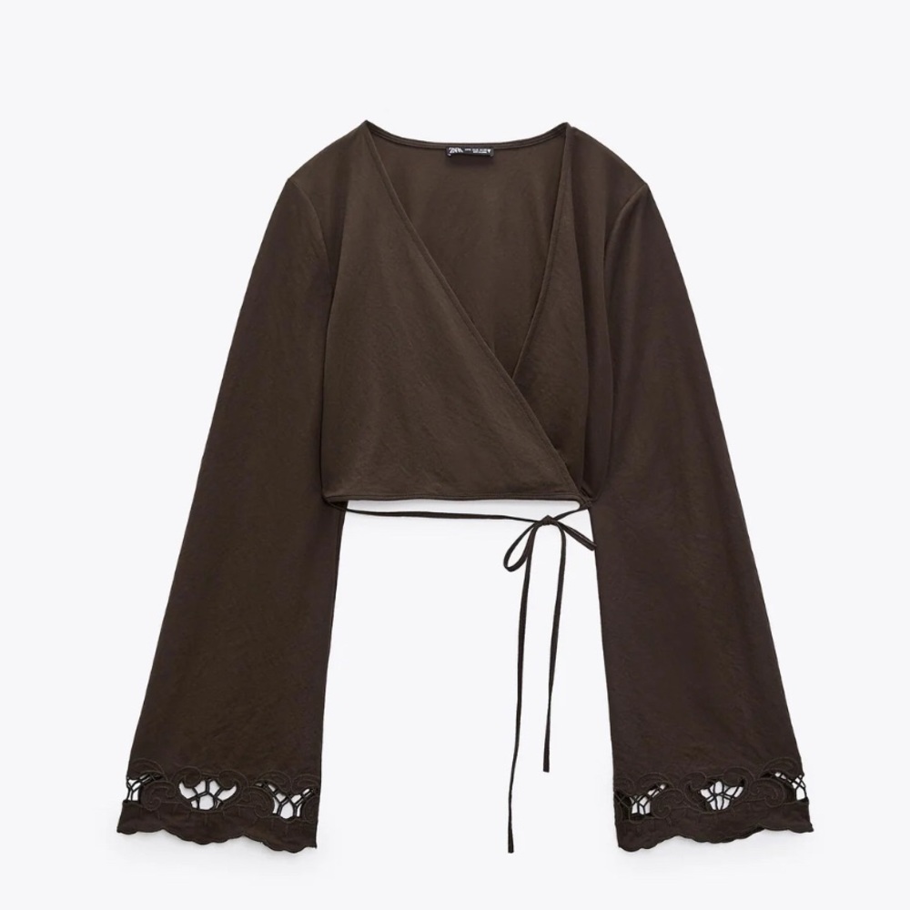 ZARA embroidered wrap top size medium